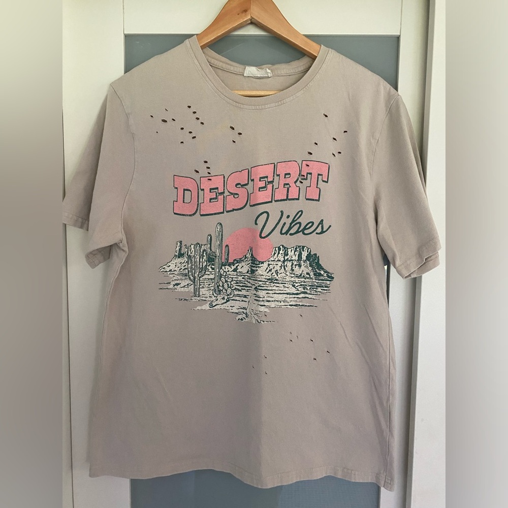 Refined Canvas Distressed Desert Vibes Cotton Tee size L